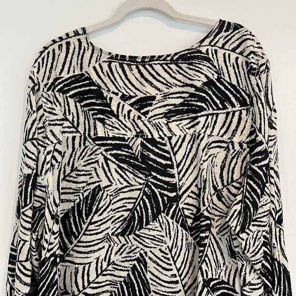 Cynthia Rowley 100% Linen Black & white Zebra animal print tunic blouse women 3X - Picture 7 of 15
